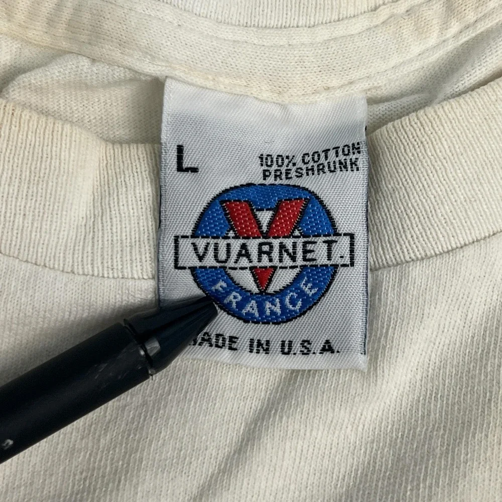 Vintage 1989 Vuarnet France Shirt Mens Large White Logo Graphic Tee Made USA - Picture 7 of 12